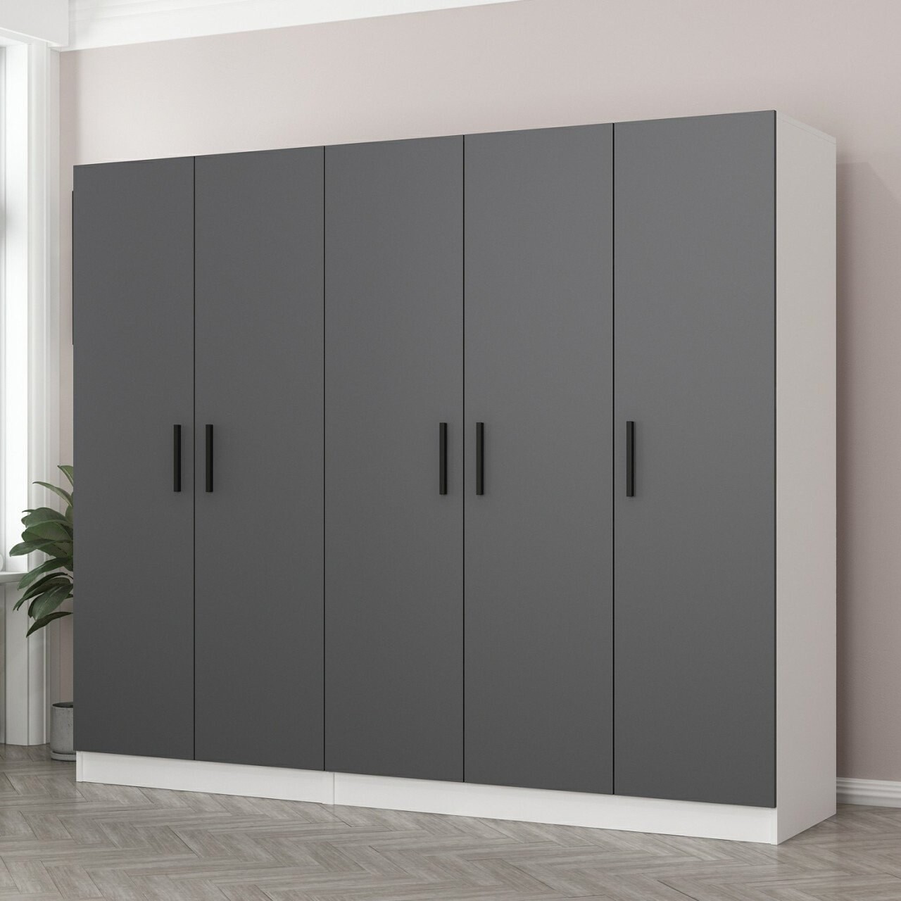 Dulap pentru haine, Minerva, Kale, 225x190x52 cm, PAL, Antracit - 1 | YEO