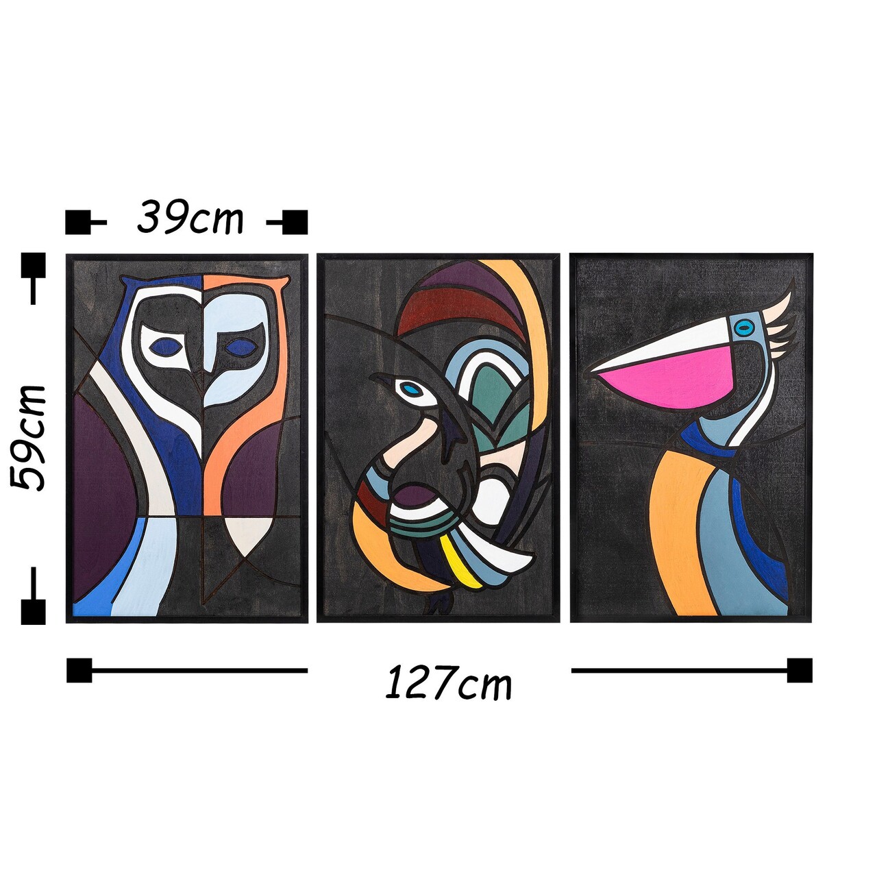Decoratiune de perete, Forest World 1, 39 x 59 cm, 3 piese, Multicolor - view 3