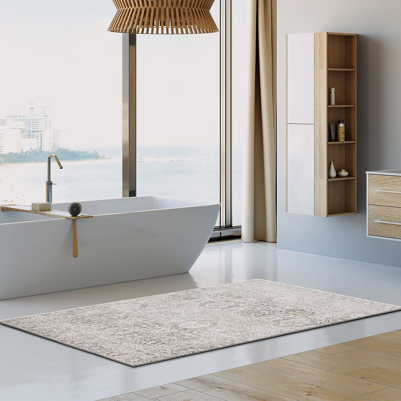 Covor, Kece-Fr47, 100x200 cm, Poliester, Bej — imaginea 3
