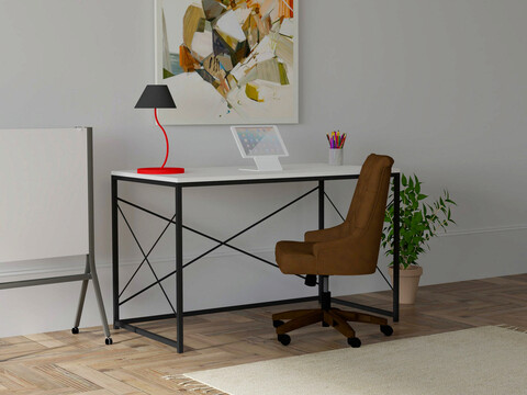 Birou, puqa design, work, 121x72x60 cm, pal, alb negru