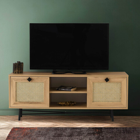 Comoda tv, kalune design, begonya 140, 140x60x40 cm, stejar / negru