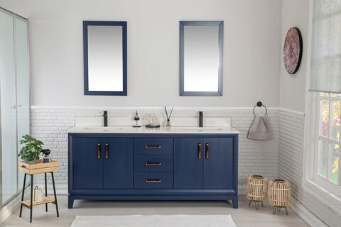 Set mobilier de baie (3 piese), Jussara, Michigan 72, Albastru inchis Jussara
