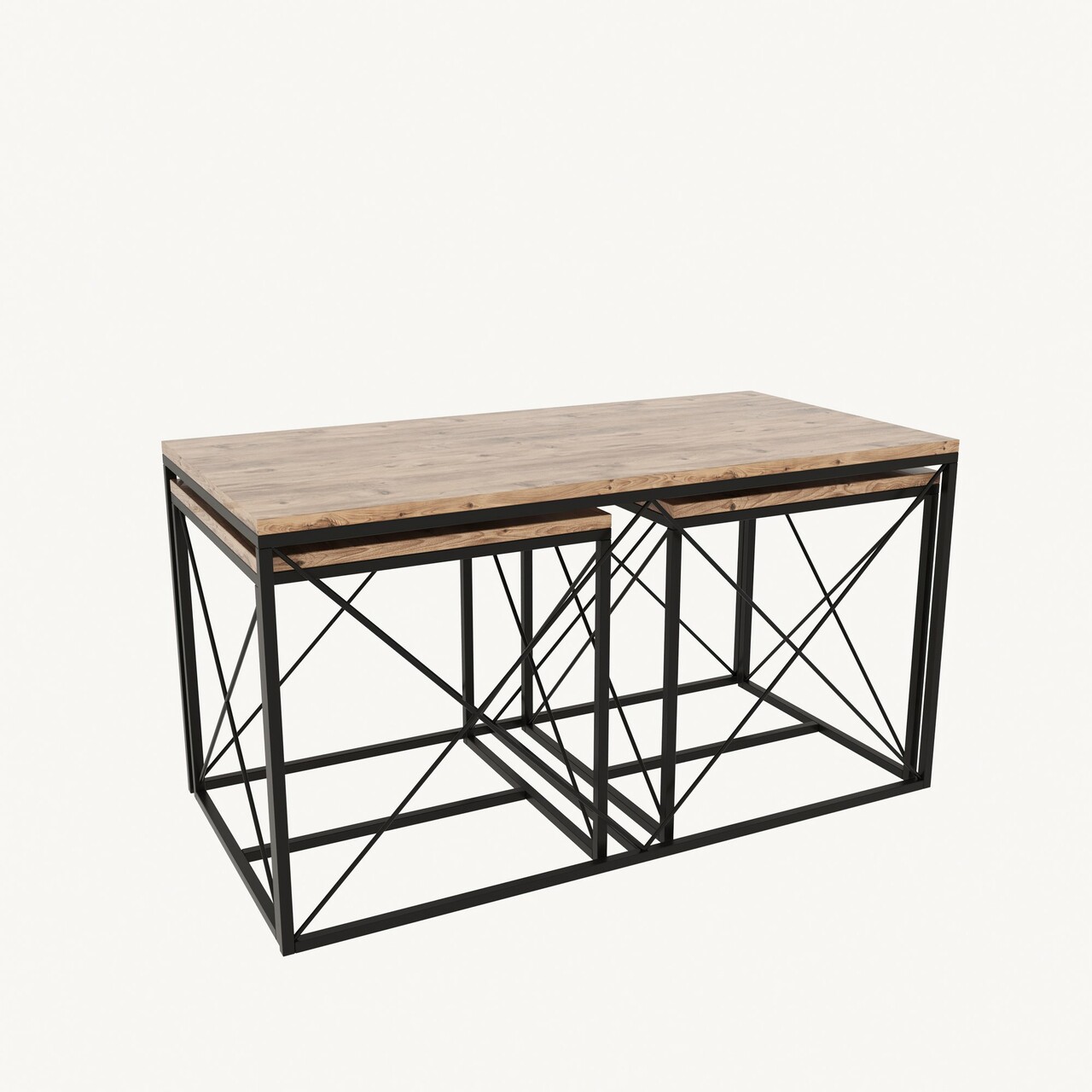 Set masuta de cafea, Kalune Design, Defne, PAL, Pin Atlantic / Negru - 2 | YEO