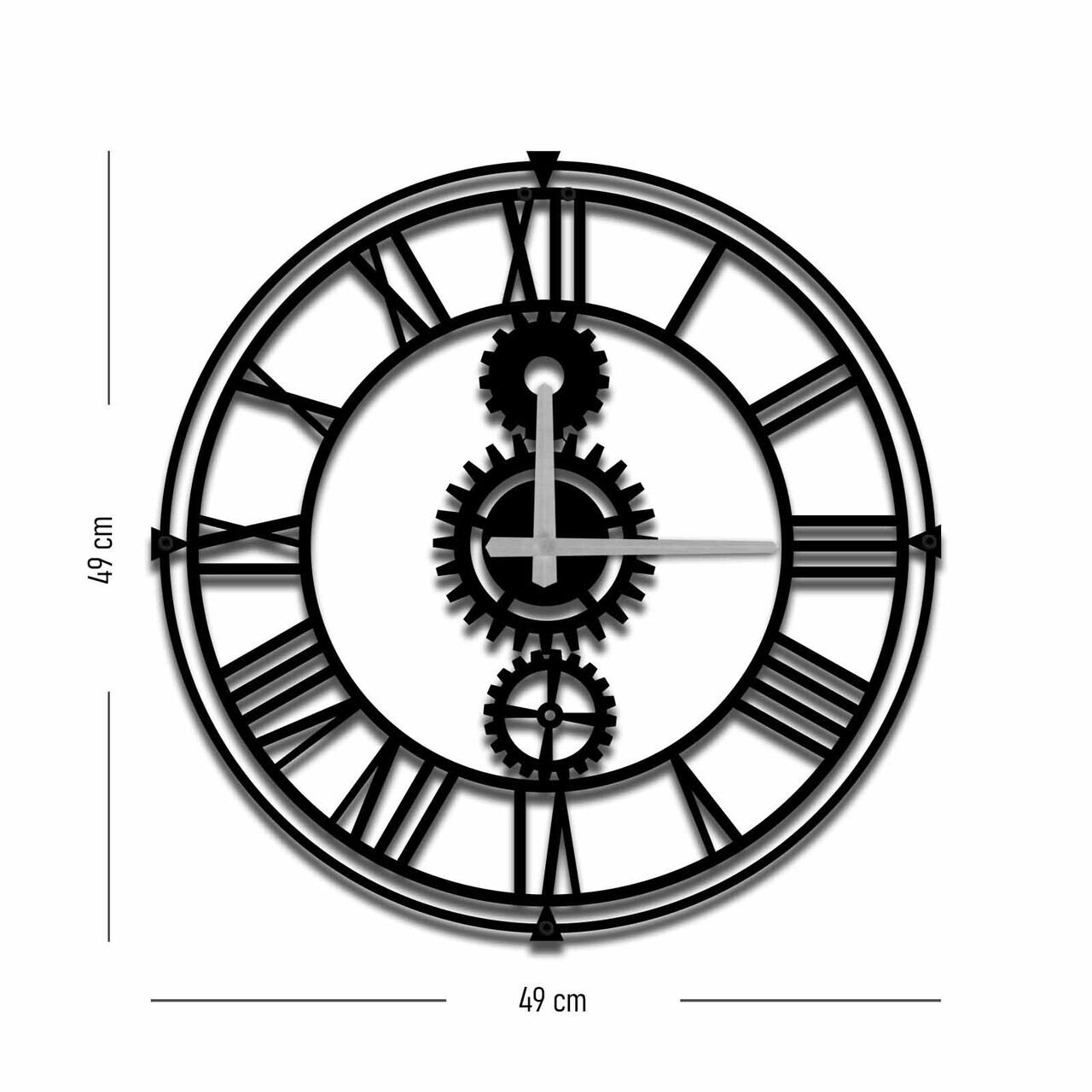 Ceas de perete, MTS, Dimensiune: 49 x 49 cm, Negru — imaginea 3
