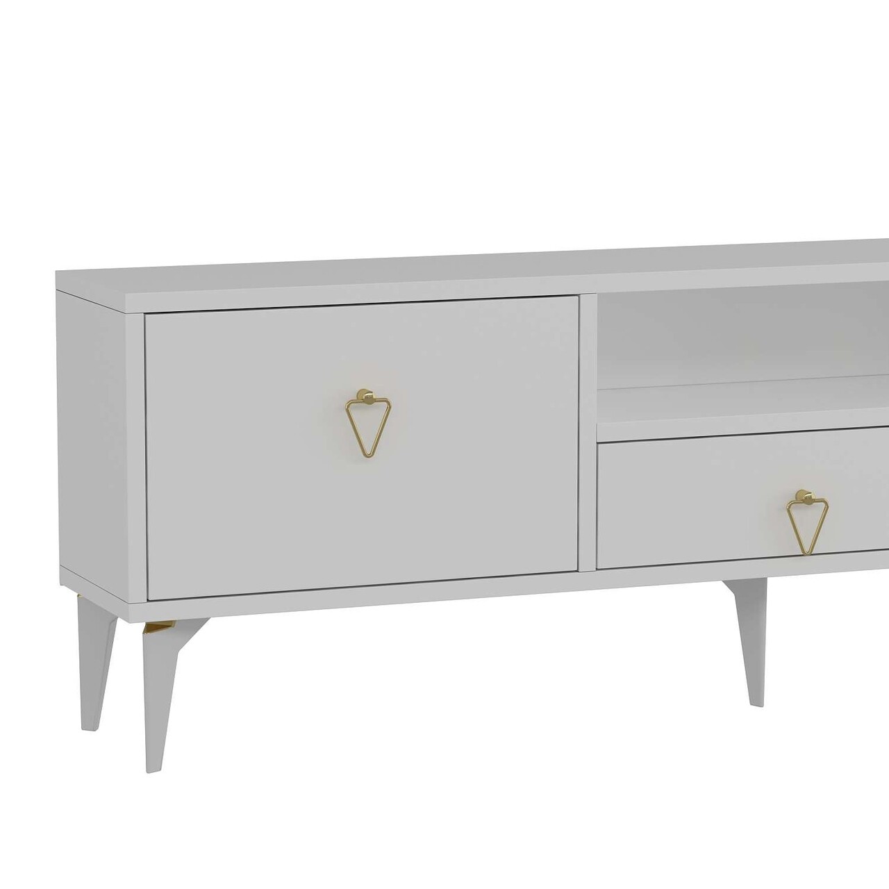 Comoda TV, Hanah Home, 1302-DROP-1, 140x49x30 cm, PAL , Alb/Auriu - view 5