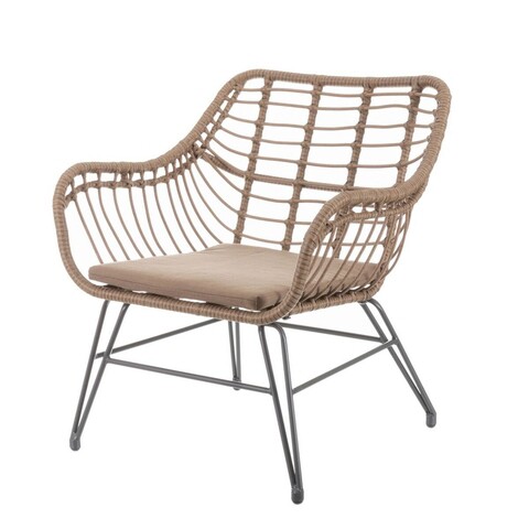 Scaun pentru gradina Ariki v1, 65 x 62 x 76 cm, otel/ratan sintetic