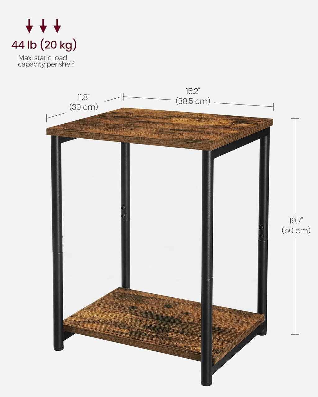 Set 2 masute, Vasagle, 40x30x50 cm, PAL/otel, maro rustic - imagine 11
