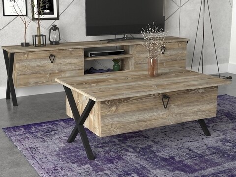 Masuta de cafea Zeth Patik, Tera Home, 90x60x39 cm, bej 90x60x39