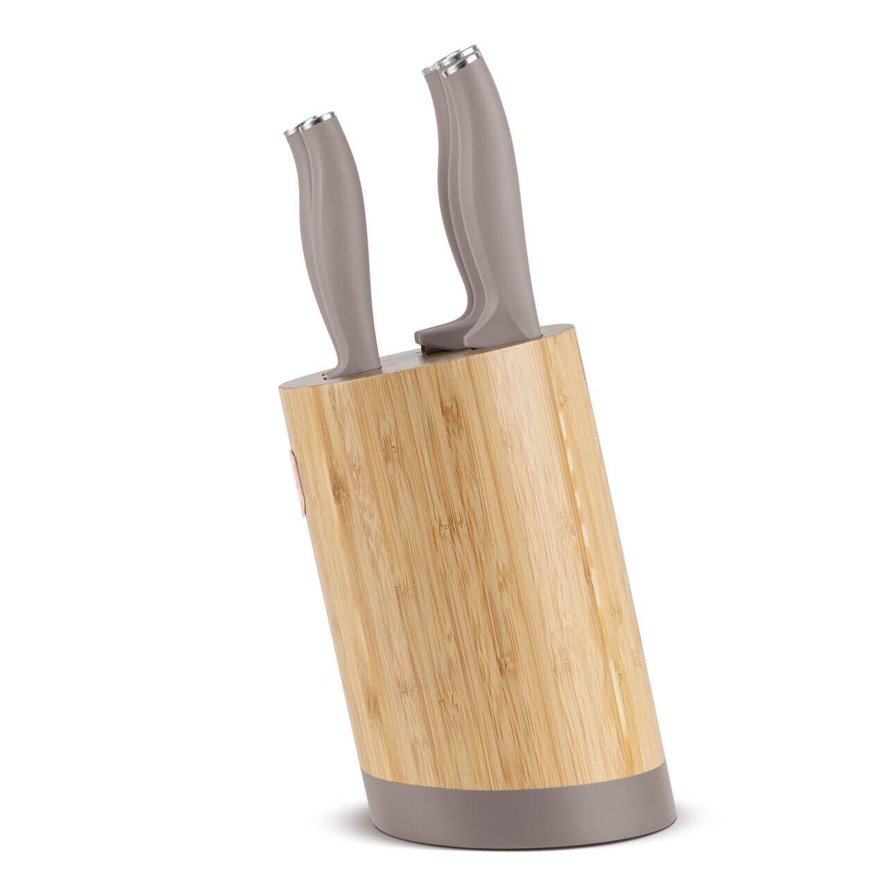 Set 5 cutite cu suport rotund Berlinger Haus, Taupe, inox/bambus, taupe mat/natur - imagine 13