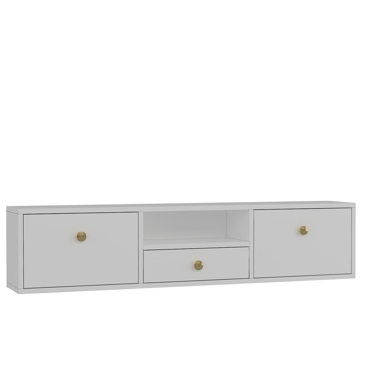 Comoda TV, Hanah Home, 1301-DROP-1, 140x30x30 cm, PAL , Alb/Auriu - view 4