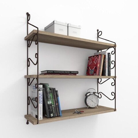 Raft pentru perete armoni, decormet, 3 nivele, 72x20x80 cm, maro
