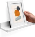 Set 2 rafturi de perete, Songmics, 80 x 10 x 5/2 cm, MDF lucios, alb
