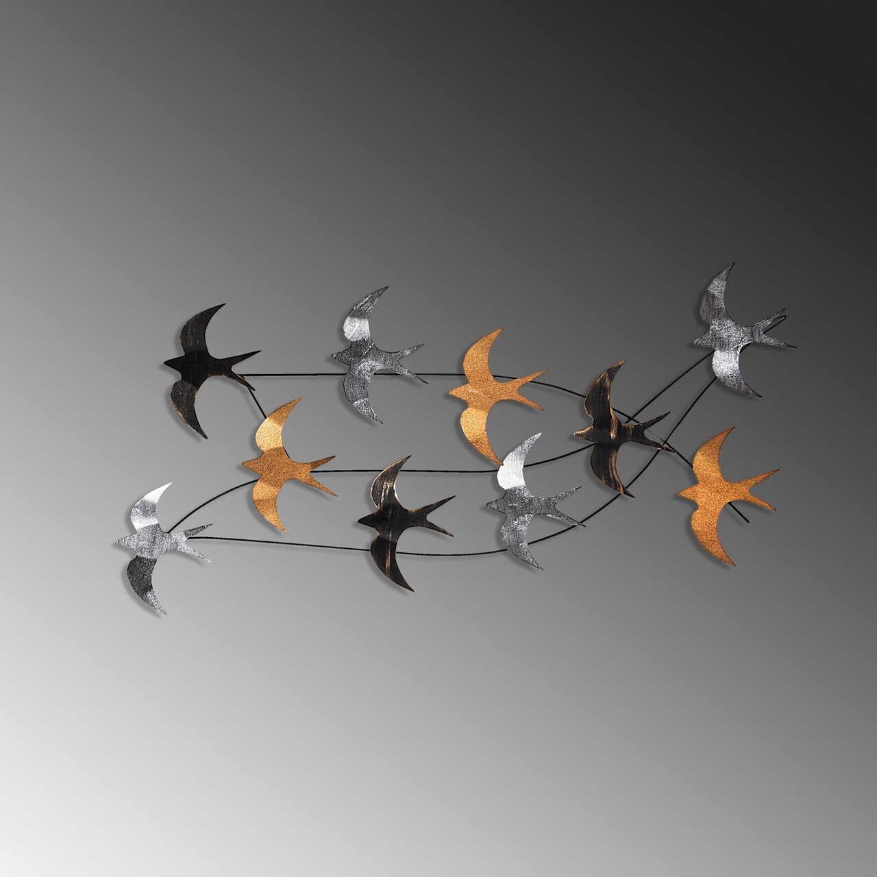 Decoratiune de perete, Flock of Swallows 2, Dimensiuni: 45 x 104 x 8 cm, Multicolor - view 4