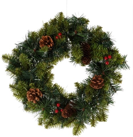 Coronita decorativa red berry cu led-uri, Ø40 cm, 15 led-uri, multicolor