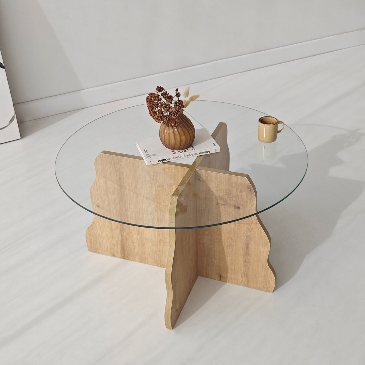 Masuta de cafea, Hanah Home, Butterfly, 75x40x75 cm, Stejar Safir / Transparent - view 8