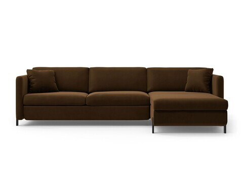 Coltar extensibil dreapta 4 locuri, Gloria, Micadoni Home, 266x170x88 cm, catifea, ciocolatiu