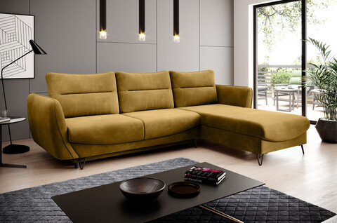 Coltar extensibil dreapta 3 locuri ELTAP, RT-45LO, Silva, 276x201x100 cm, lemn/poliester, mustar