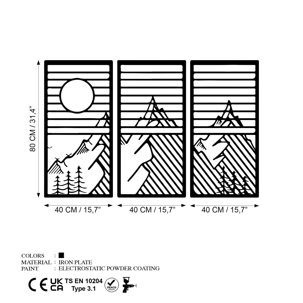 Decoratiune de perete, Scenic Trio B, Grosime: 1,5 mm, Negru — imaginea 6