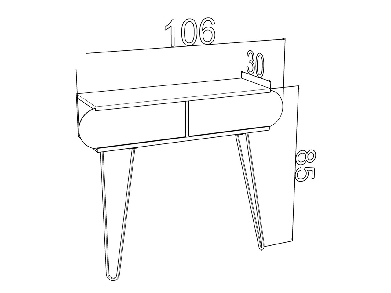 Consola Mingitav Illia No.1, 106 X 30 X 85 Cm, PAL/metal, Alb