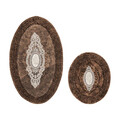 Set covorase de baie 2 piese, Alanur Home, Crown, Bumbac, Maro