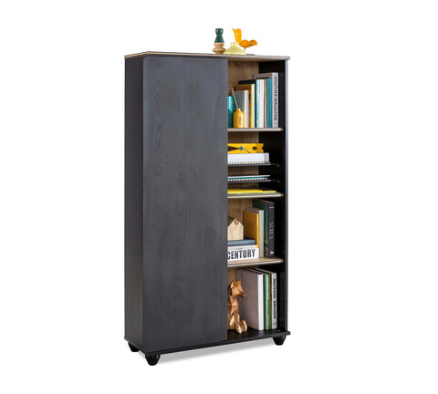 Corp biblioteca, Çilek, black bookcase with storage, 76.5x140x29.5 cm, multicolor
