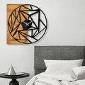 Ceas de perete, Wooden Clock 36, Lemn/metal, Dimensiune: 60 x 3 x 58 cm, Nuc / Negru