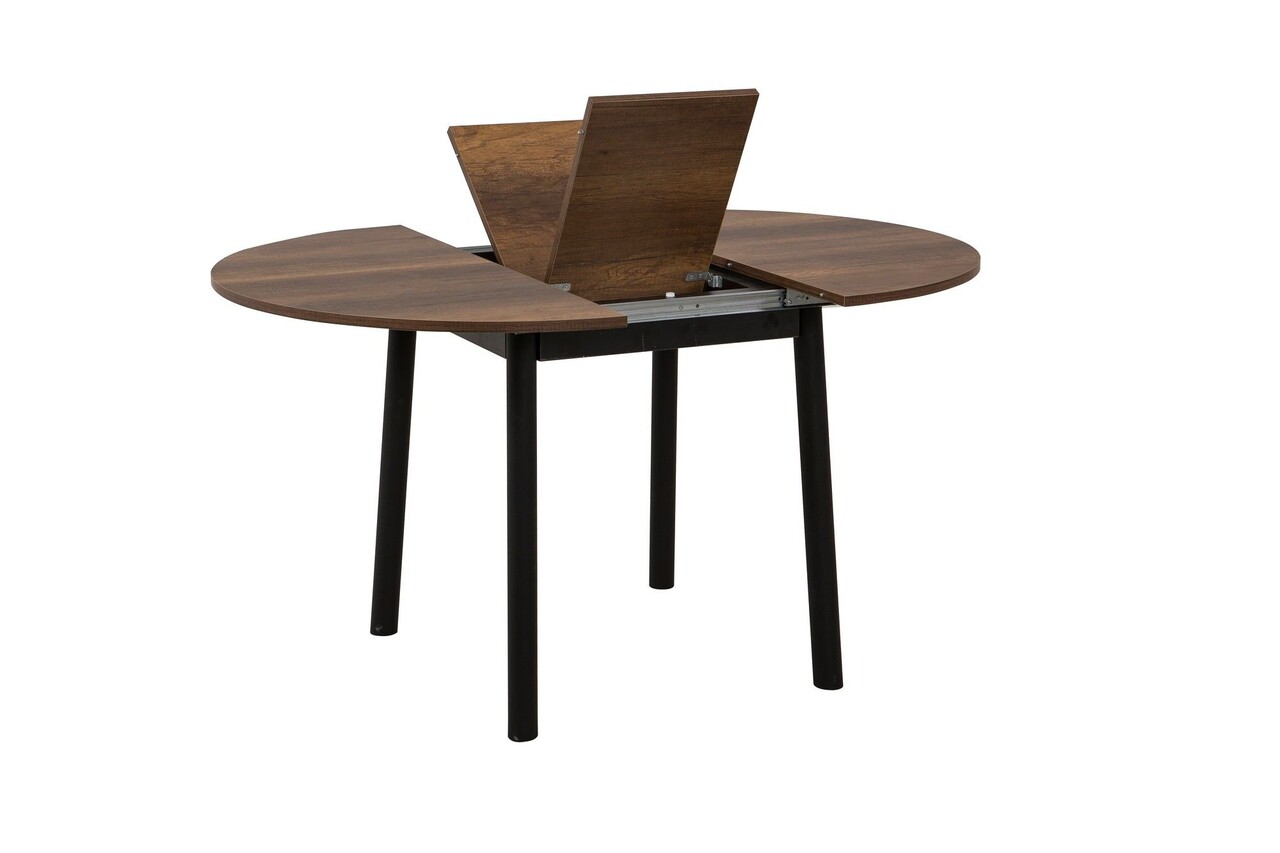 Masa de sufragerie extensibila, Vella, Oliver, 100x75x100 cm, PAL, Nuc / Negru - 2 | YEO