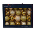 Cutie cu 21 globuri asortate Baubles, Decoris, Ø7 cm/Ø6 cm/Ø5 cm, sticla, auriu