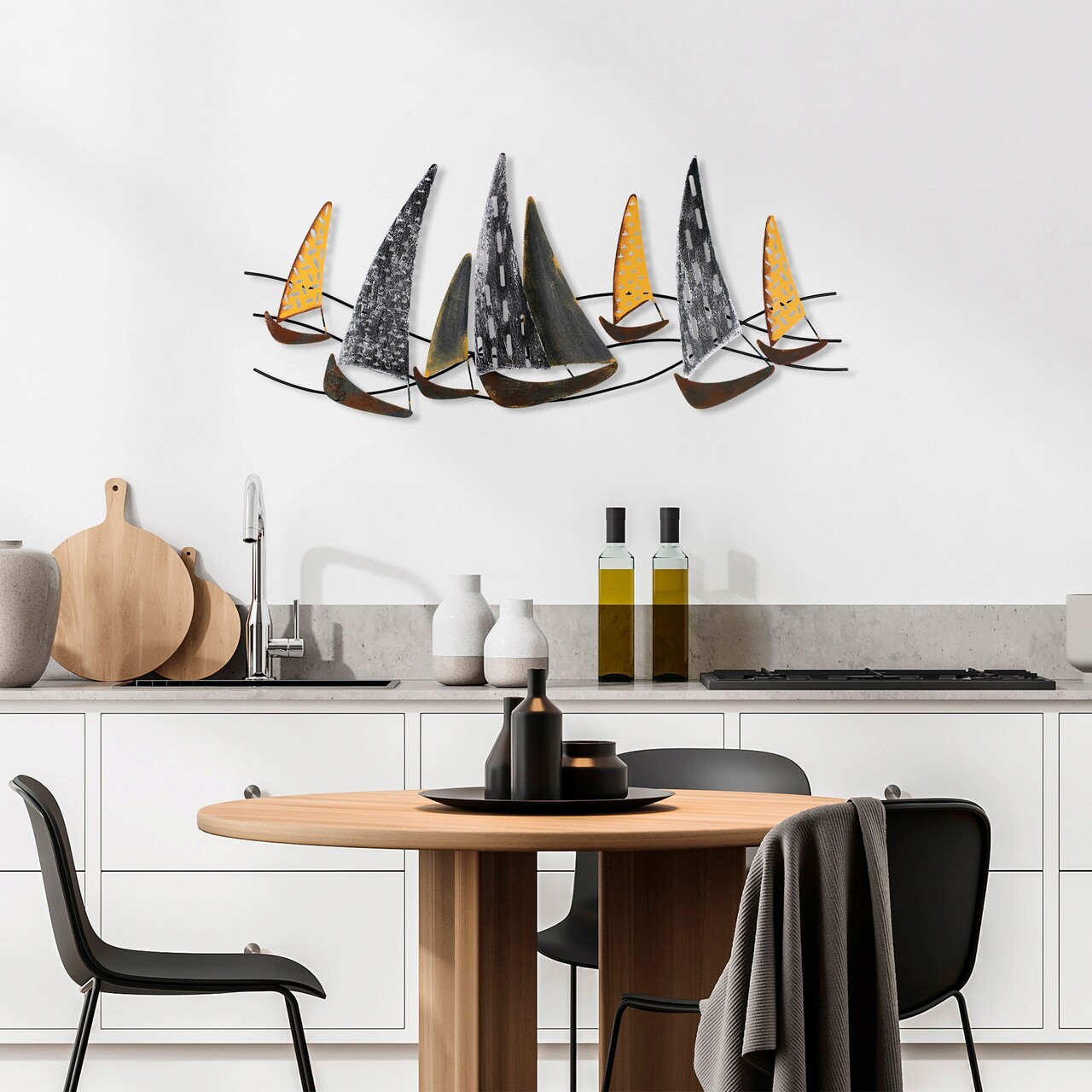 Decoratiune de perete, Uskuna 2, Metal, Dimensiune: 120 x 51 cm, Multicolor - 1 | YEO