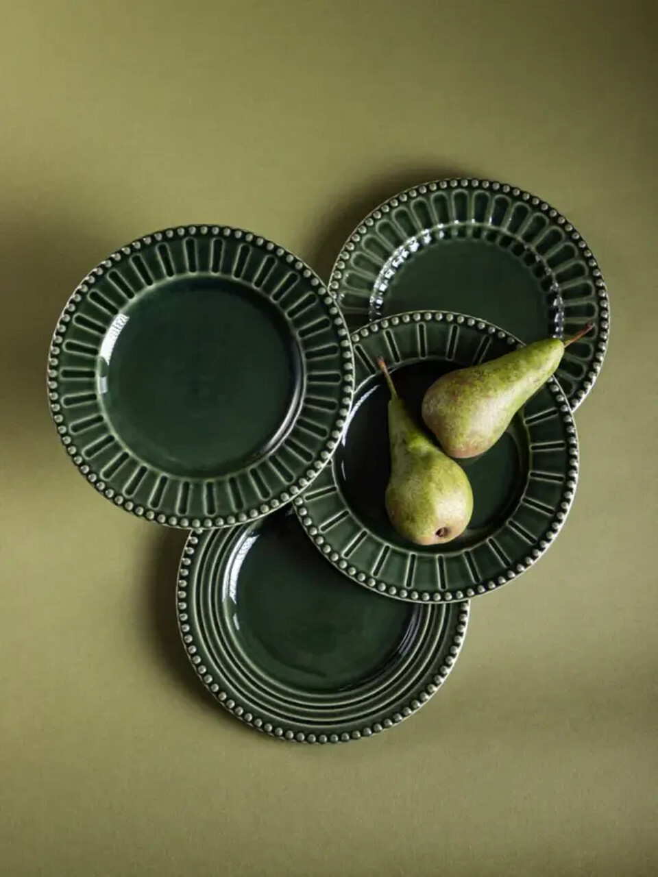Set 4 farfurii pentru desert Kobbi, Homla, 21.5 cm, ceramica, verde