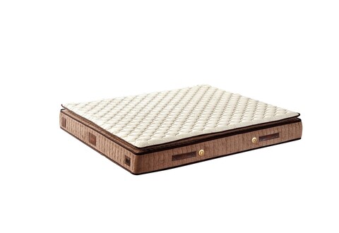 Saltea de pat, Niron, W Cotton 180x200 cm Double Size Firm Mattress, Husă: %100 Bumbac tricotat, Alb/Maro