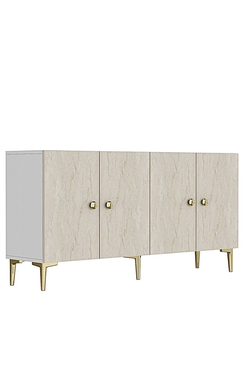 Consola, Hanah Home, Simple 180, 180x75x32 cm, Alb / Travertin — imaginea 4