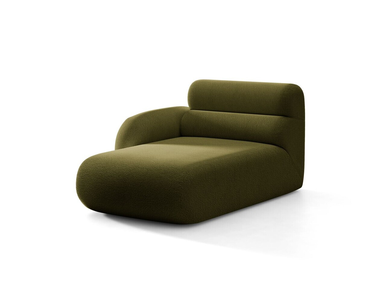 Sezlong living stanga, Neo, Micadoni Home, 110x165x83 cm, tesatura Boucle, verde oliv inchis — imaginea 6