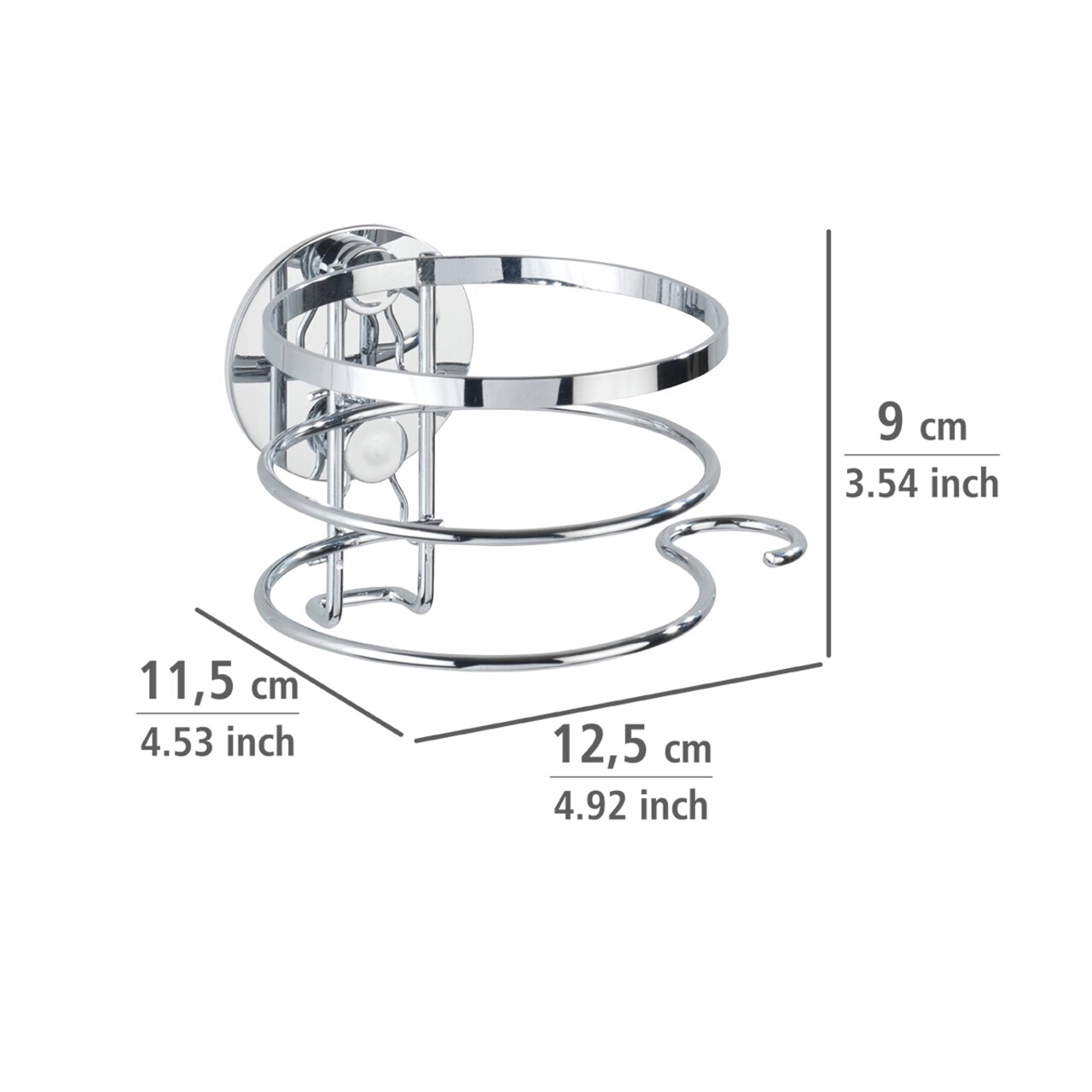 Suport pentru uscatorul de par Turbo-Loc, Wenko, 12.5x11.5x9 cm, inox, argintiu lucios - view 7