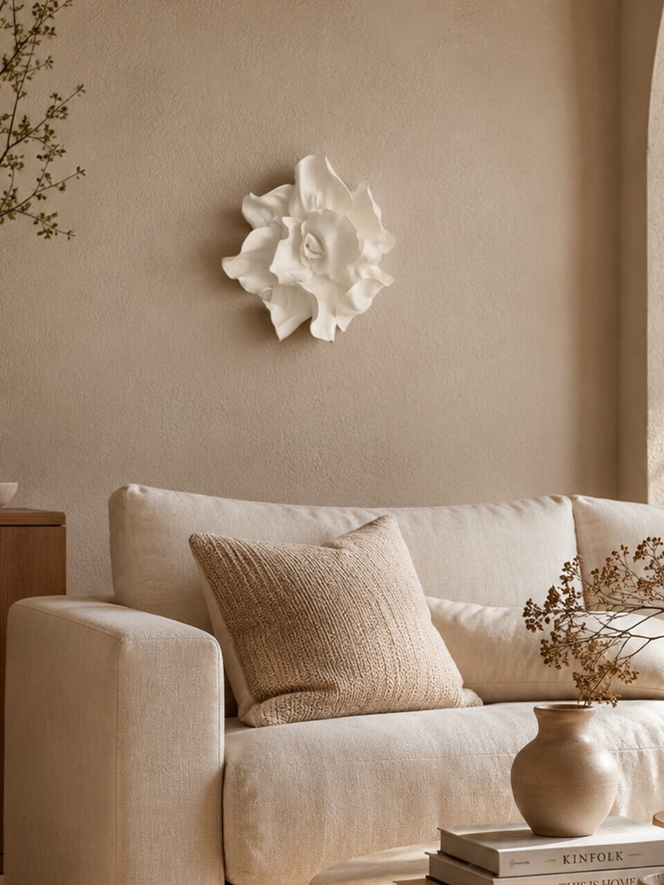 Decoratiune de perete, DM0009, 30 x 30 cm, Alb — imaginea 2