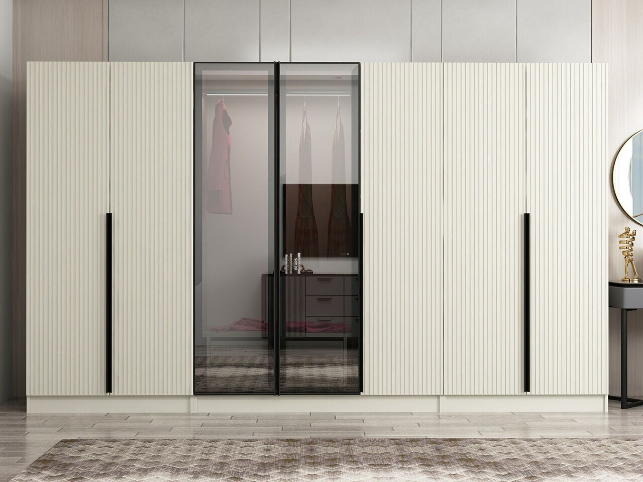 Dulap pentru haine, Hanah Home, Nisa, 315x210x52 cm, Gresie