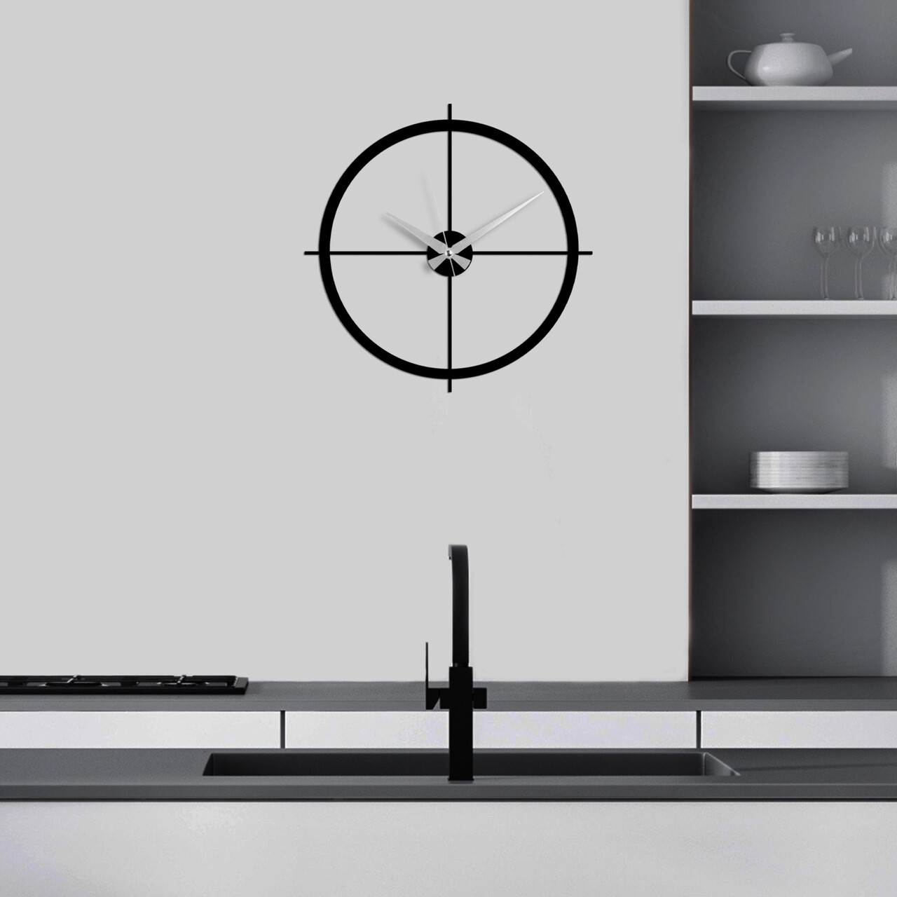 Ceas de perete, Simple, Dimensiune: 49 x 49 cm, Negru - view 3