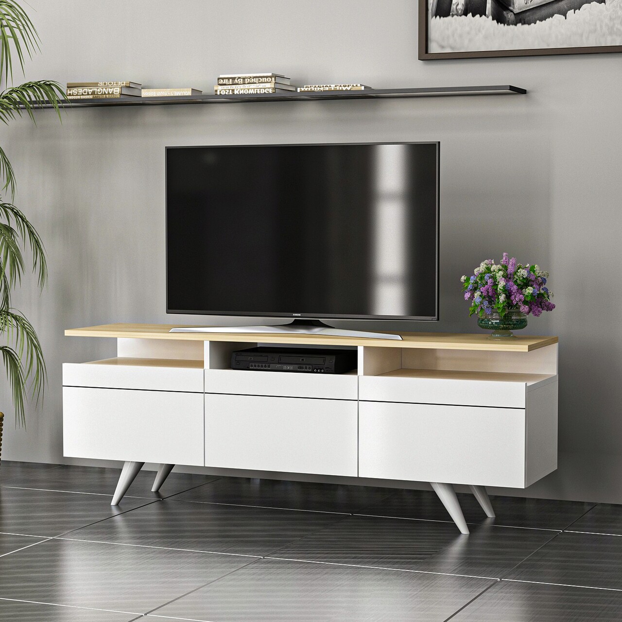 Comoda TV, Inarch, Berlin 150, Stejar / Alb - 2 | YEO
