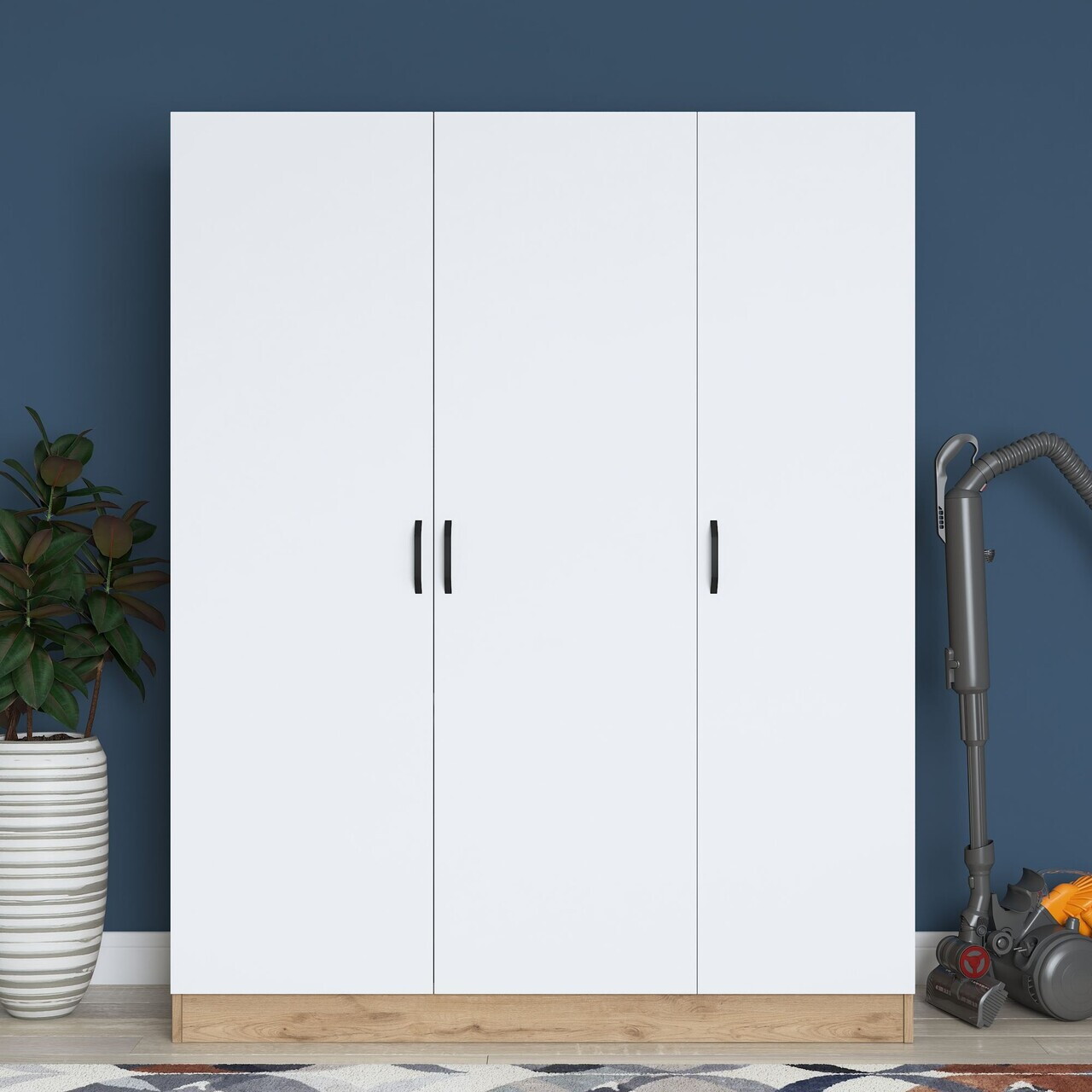 Dulap pentru haine, Hanah Home, BA105, 145x181.9x55 cm, PAL melaminat, Nuc/Alb - view 2