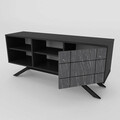 Comoda TV, Decorotika, North, 130x38.6x58.6 cm, Negru / Marmură