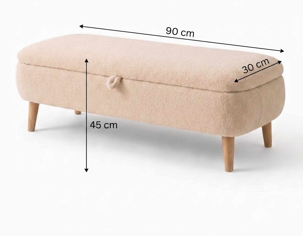 Banca, Hanah Home, Rena, 90x45x30 cm, Bej — imaginea 4