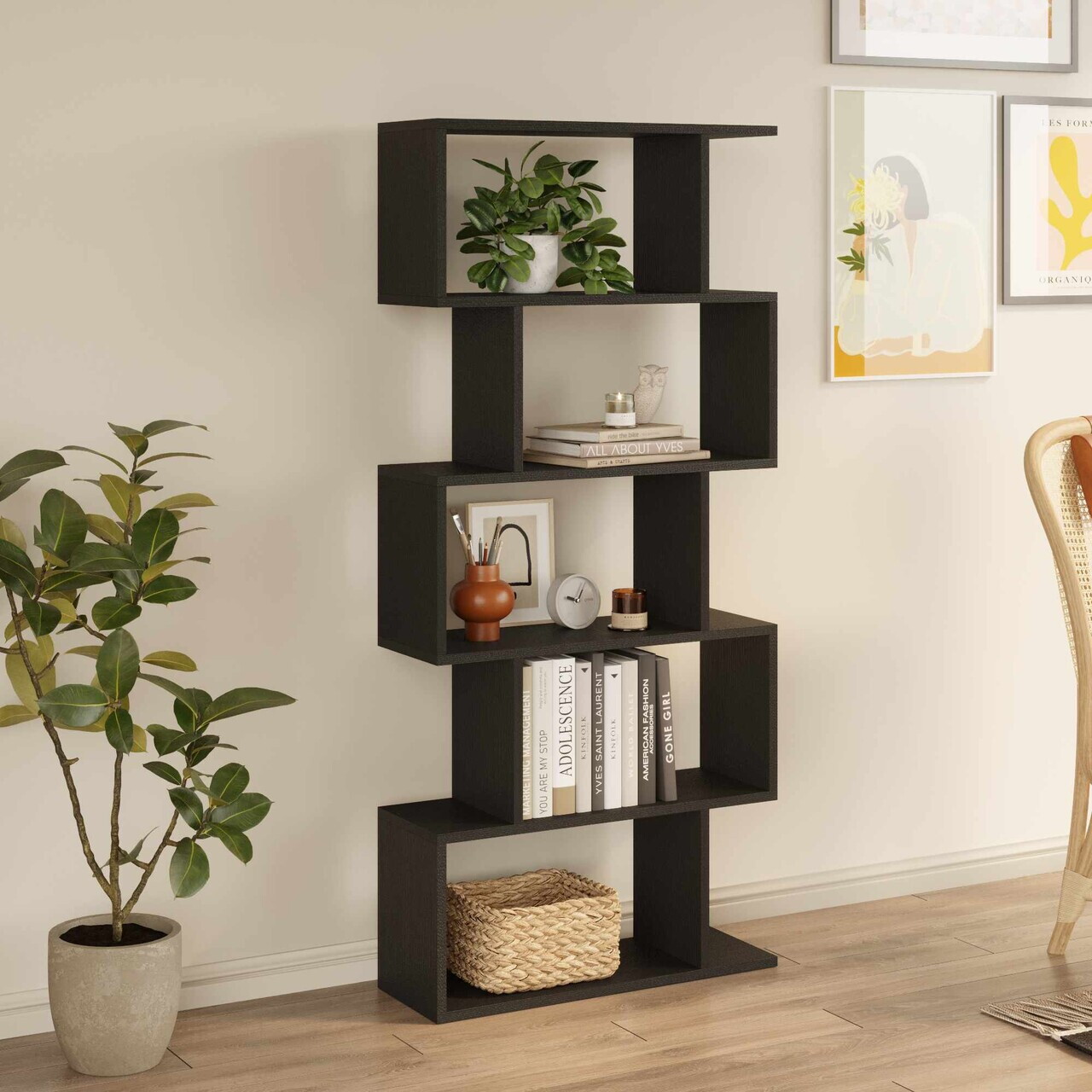Corp biblioteca Hanah Home Santorini 70.5x156x24 cm PAL Negru