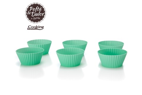 Set 6 forme pentru briose by Simona Pope, Heinner Home, Ø 7 cm, silicon, turcoaz Cooking by Heinner