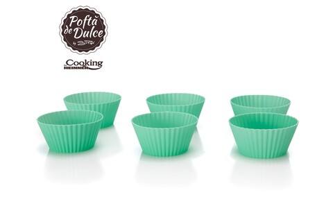 Set 6 forme pentru briose by simona pope, heinner home, Ø 7 cm, silicon, turcoaz