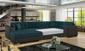 Coltar extensibil stanga 5 locuri ELTAP, Damario, 338x189x78 cm, lemn/poliester, verde inchis/gri inchis