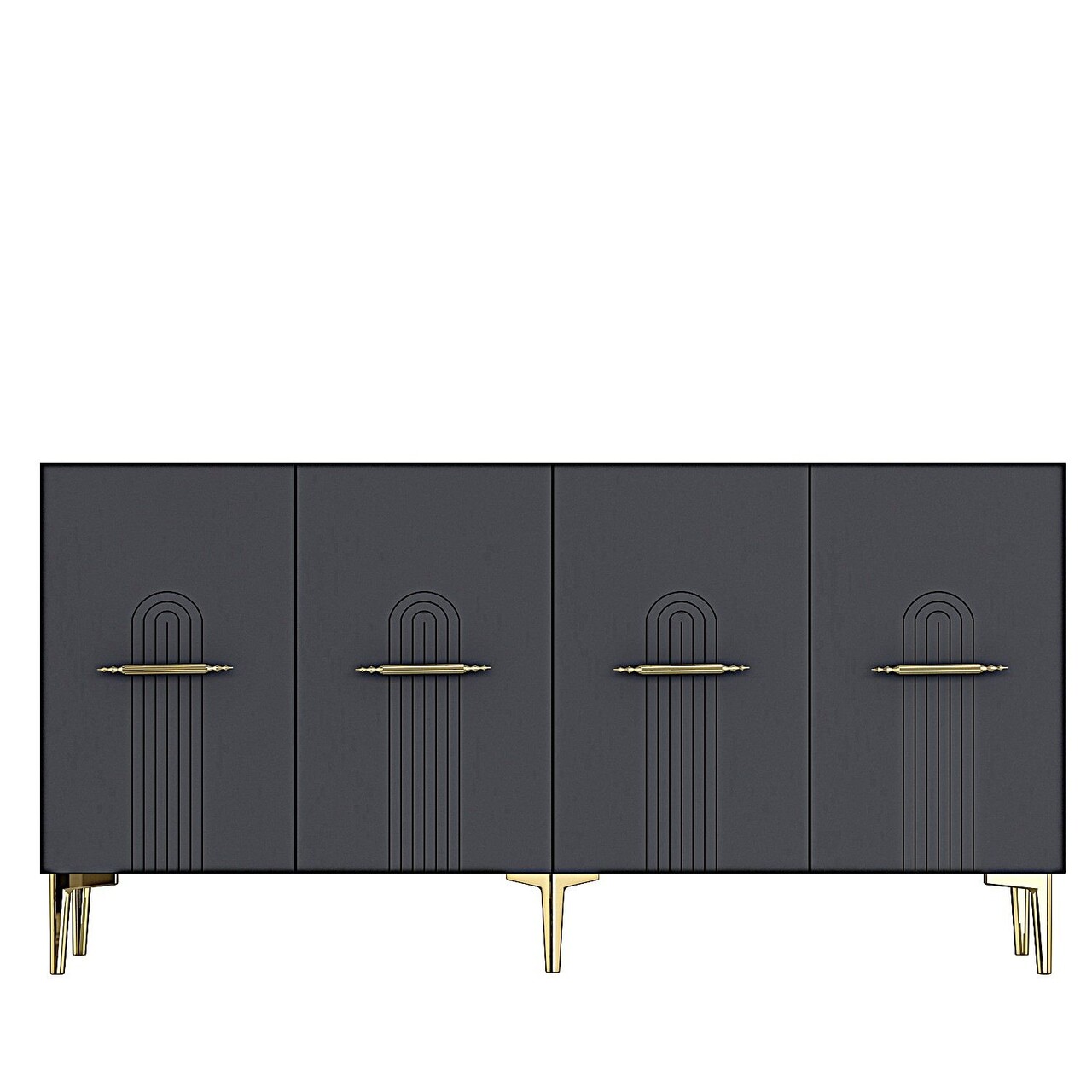 Consola, Hanah Home, Ida 150, 150x75x32 cm, Antracit / Aur - view 7