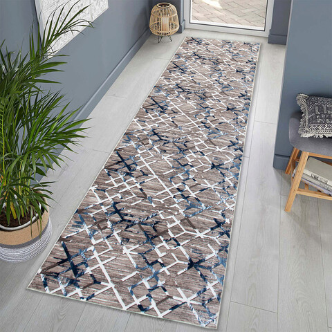 Covor, 1025, 100x250 cm, Poliester, Nurca / albastru
