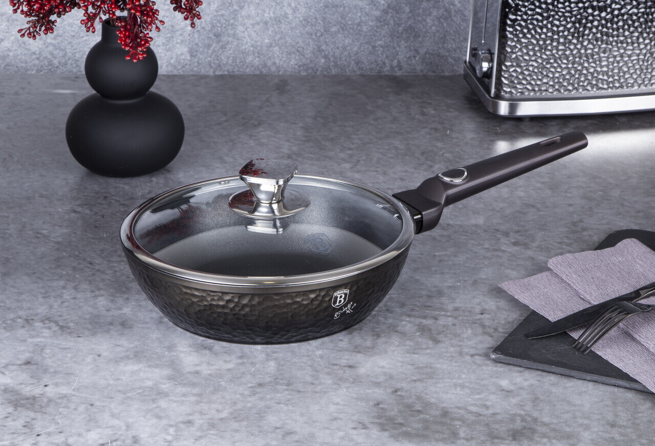 Tigaie adanca cu capac Berlinger Haus, Primal Gloss, 24 cm, 2.3 L, aluminiu forjat, negru - imagine 3