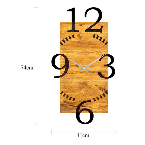 Ceas de perete, Wooden Clock 2, Lemn/metal, Dimensiune: 41 x 3 x 74 cm, Nuc / Negru