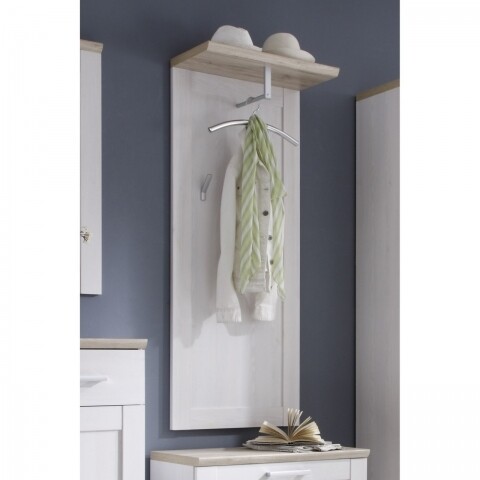 Cuier First Look, Romance, cu 2 agatatori si polita, 59x30x143 cm, PAL, alb/bej
